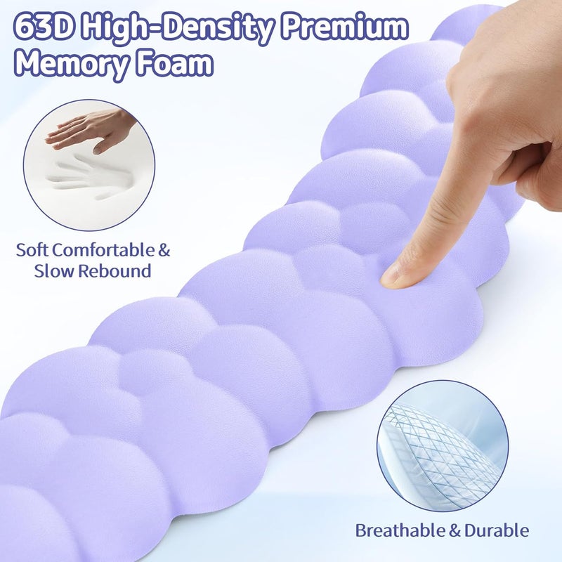 Sushret Cloud Wrist Rest for Keyboard and Mouse, Memory Foam PU Leather Keyboard Wrist Rest with Ergonomic Support, Non-Slip Base, Cute Arm Rest Pad & Palm Cushion, Office Desk Accessory, Purple - Image 4